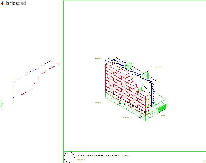 Typical Brick Veneer and Metal Stud Wall. AIA CAD Details--zipped into WinZip format files for faster downloading.