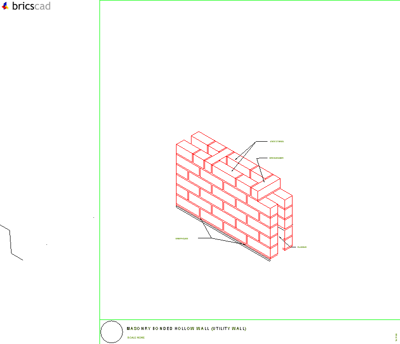 Masonry Bonded Hollow Wall (Utility Wall). AIA CAD Details--zipped into WinZip format files for faster downloading.