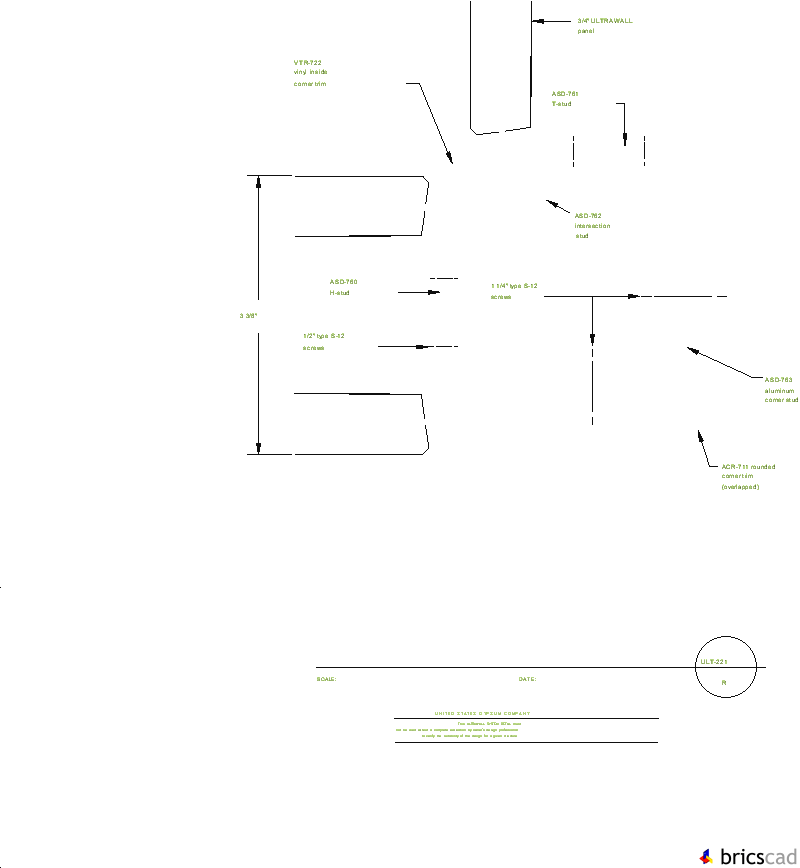 ULT221 H-STUD & T-STUD CORNER R. AIA CAD Details--zipped into WinZip format files for faster downloading.