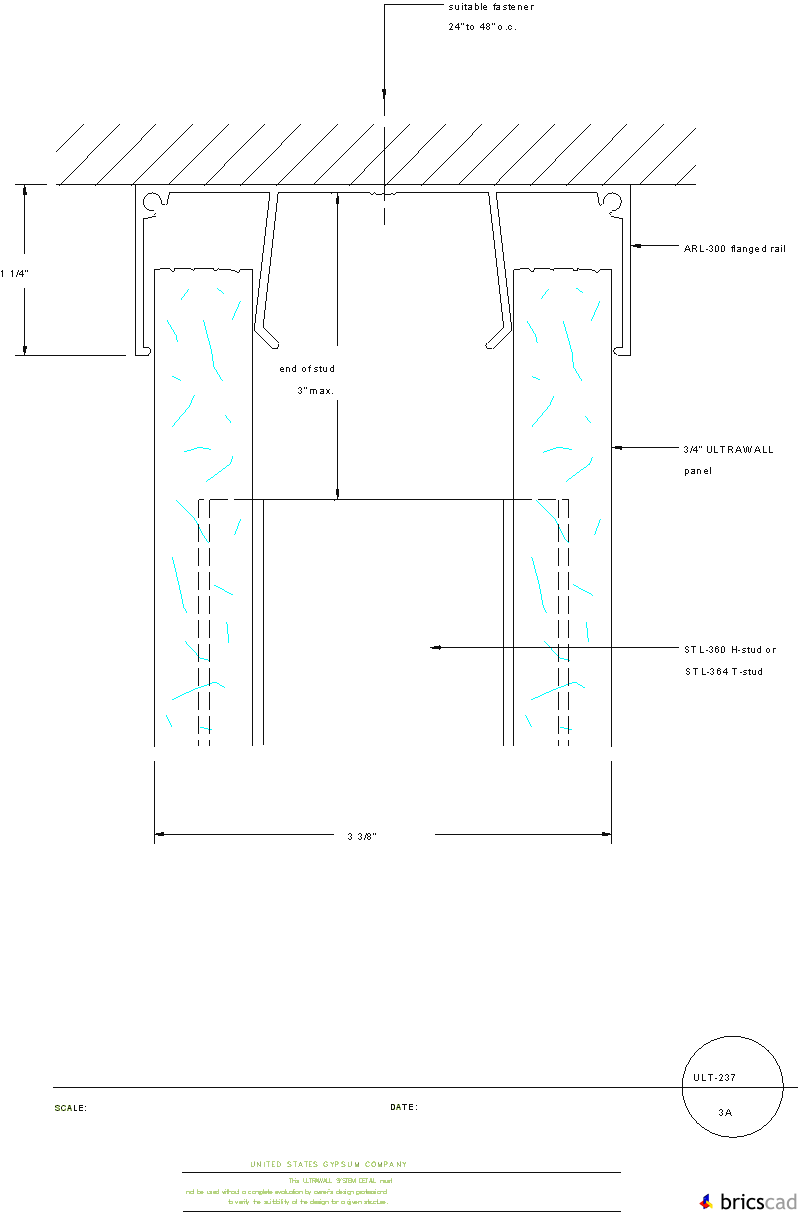 ULT237 CEILING RAIL 3A. AIA CAD Details--zipped into WinZip format files for faster downloading.