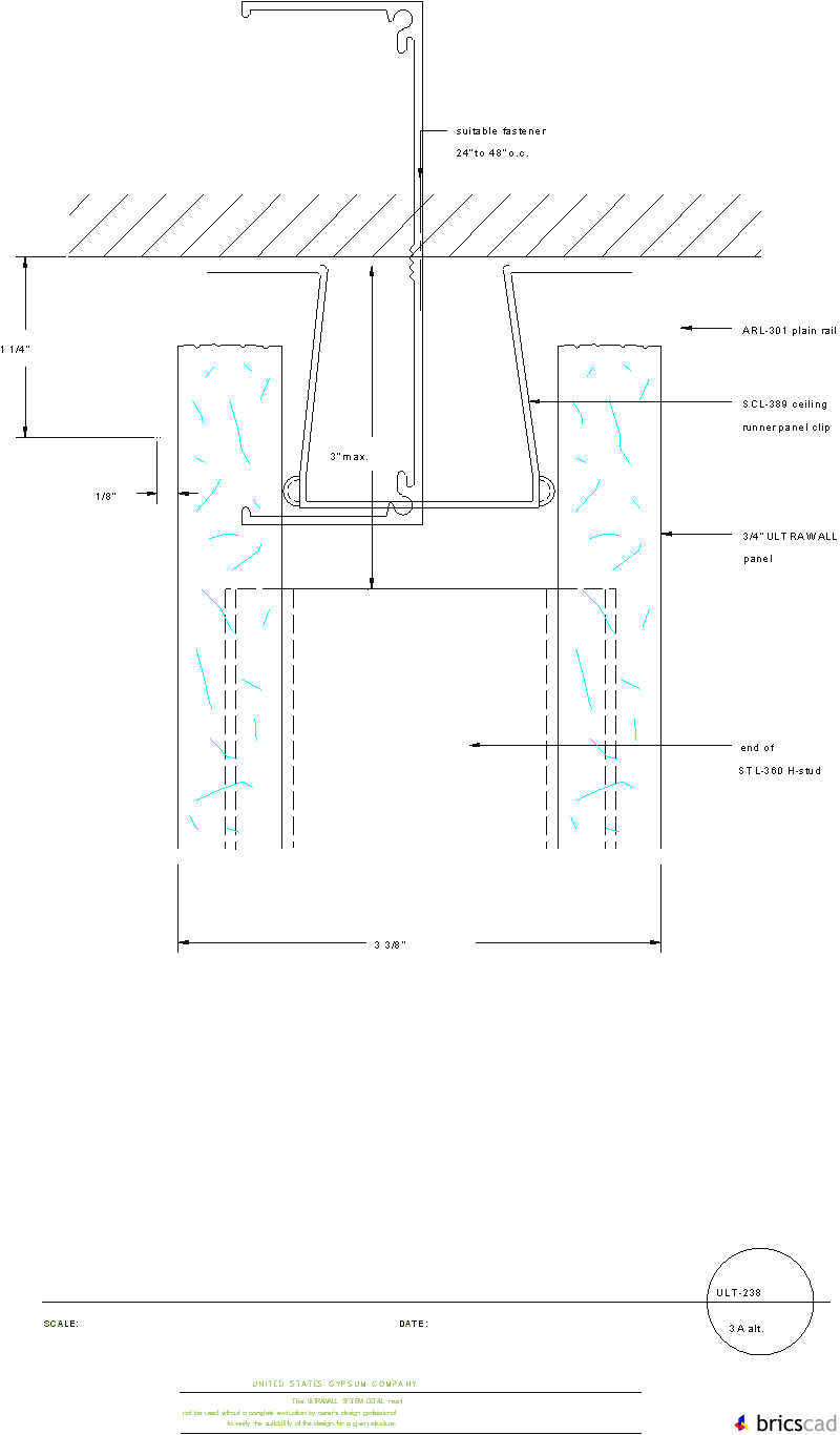 ULT238 CEILING RAIL 3A(alt). AIA CAD Details--zipped into WinZip format files for faster downloading.