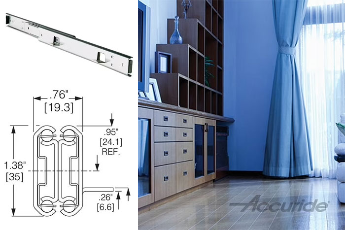 Accuride Light-Duty Slide with Over-Travel and Quick-Mounting Tabs