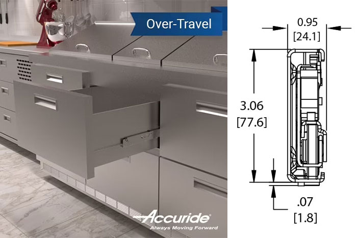 Accuride ST8210 Side-Mount Roller-Bearing Slide with Over-Travel