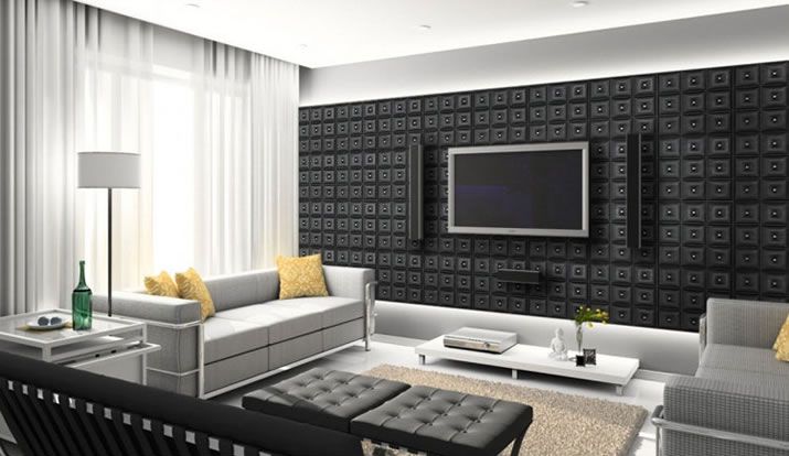 Create an accent wall with faux-leather wall panels