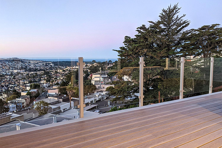 Silver Aluminum Glass Railing - San Francisco, CA