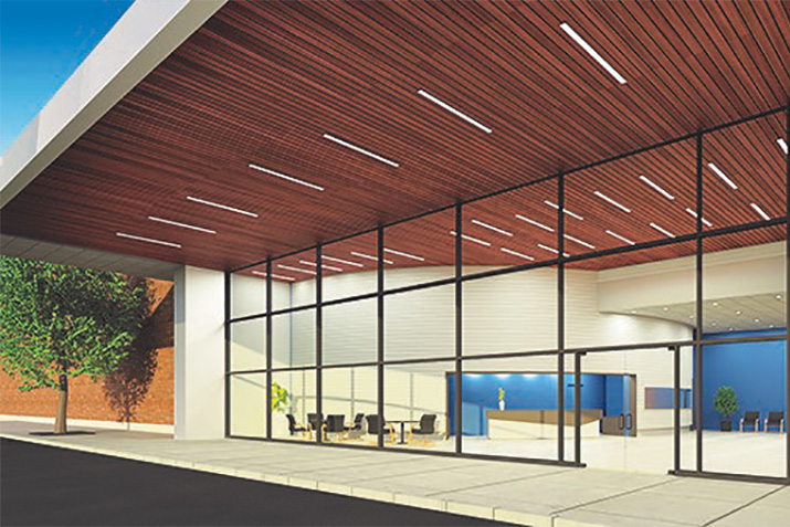 Extend wood ceiling designs outdoors with new WoodWorks® linear exterior solid wood panels from Armstrong Ceilings