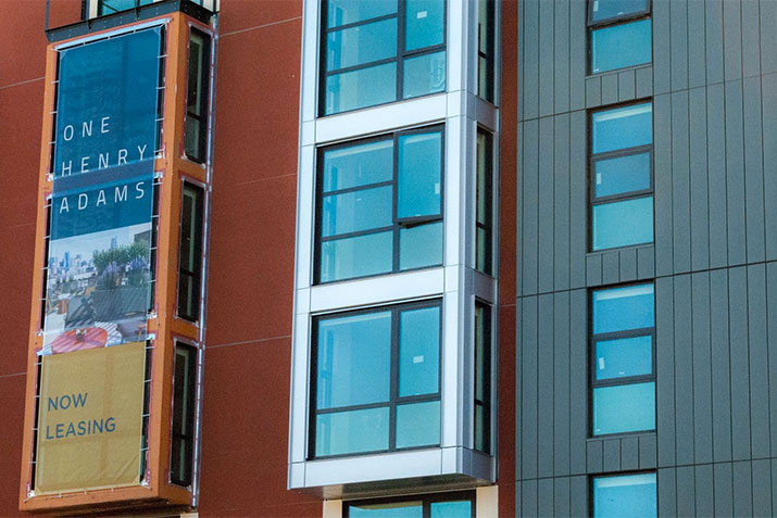 Folded Zinc Panels in One Henry Adams, A Multi-Family Residence in Design District, South San Francisco