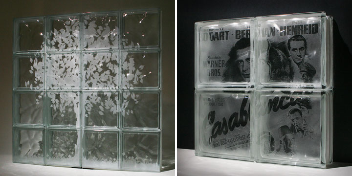Glass Block with Etchings