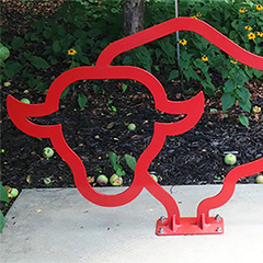 How can you customize a bike rack to incorporate your logo?