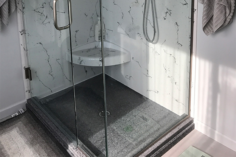 Factor 1 sturdy cultured granite custom shower pan | Innovate Building Solutions #ShowerPan #ShowerBase #CulturedGranite