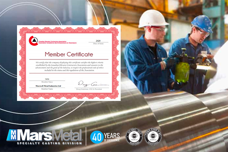 Mars Metal Recognized as a Member of the Canadian Elevator Contractors Association