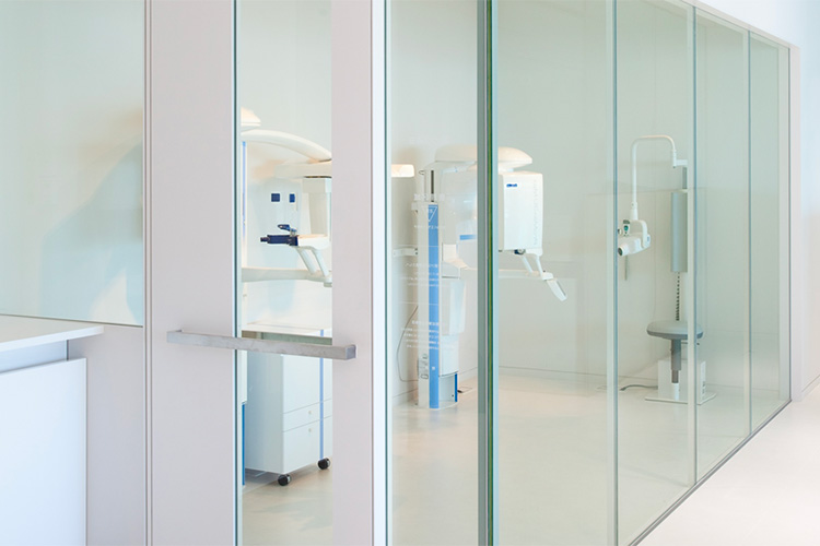 X-Ray imaging is used extensively in the medical field.  Here is a room shielded by lead lined glass.