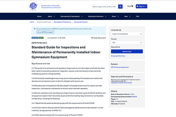 New ASTM Addresses Equipment Inspections and Service New ASTM Addresses Equipment Inspections and Service