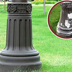 New decorative enclosures and light pole base shrouds in the latest Custom Base Capabilities Catalog by Terracast Products