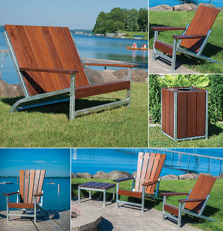 New from Thomas Steele: Monona benches, chairs, side tables and litter receptables