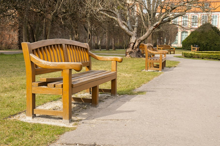 Wooden benches help create a welcoming space where people want to linger.