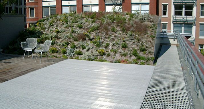 Slip Resistant Aluminum Grating Utilized on ASLA Green Roof