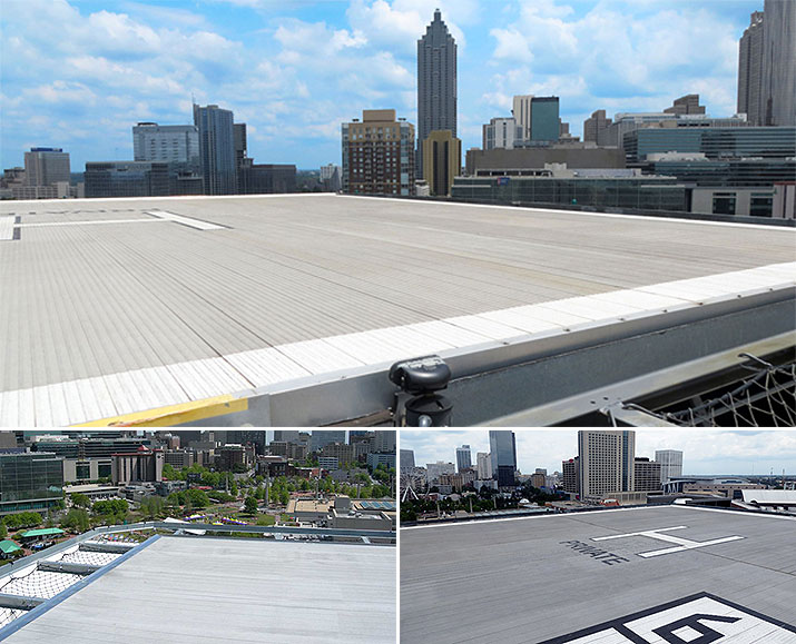 Slip resistant aluminum plank installed on Hilton’s helipad