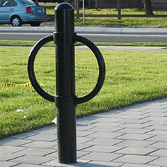 Stylish outdoor post and ring bike racks