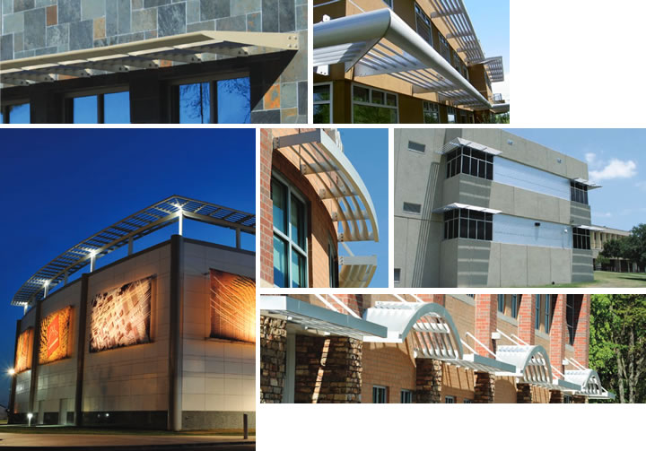 Sunshades provide aesthetic appeal to the building exterior